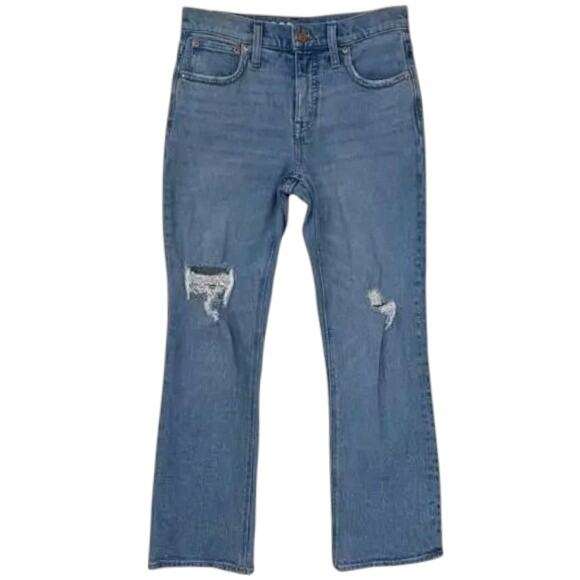 J.Crew 9" Billie Demi Boot Cropped Jeans Rocky Shore Blue Distressed, 25 - Picture 1 of 10